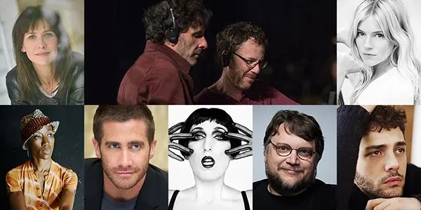 Cannes Jury 2015 (clockwise from top): Sophie Marceau, the Coen Brothers, Sienna Miller, Xavier Dolan, Guillermo del Toro, Rossy de Palma,
 Jake Gyllenhaal and Rokia Traoré.
